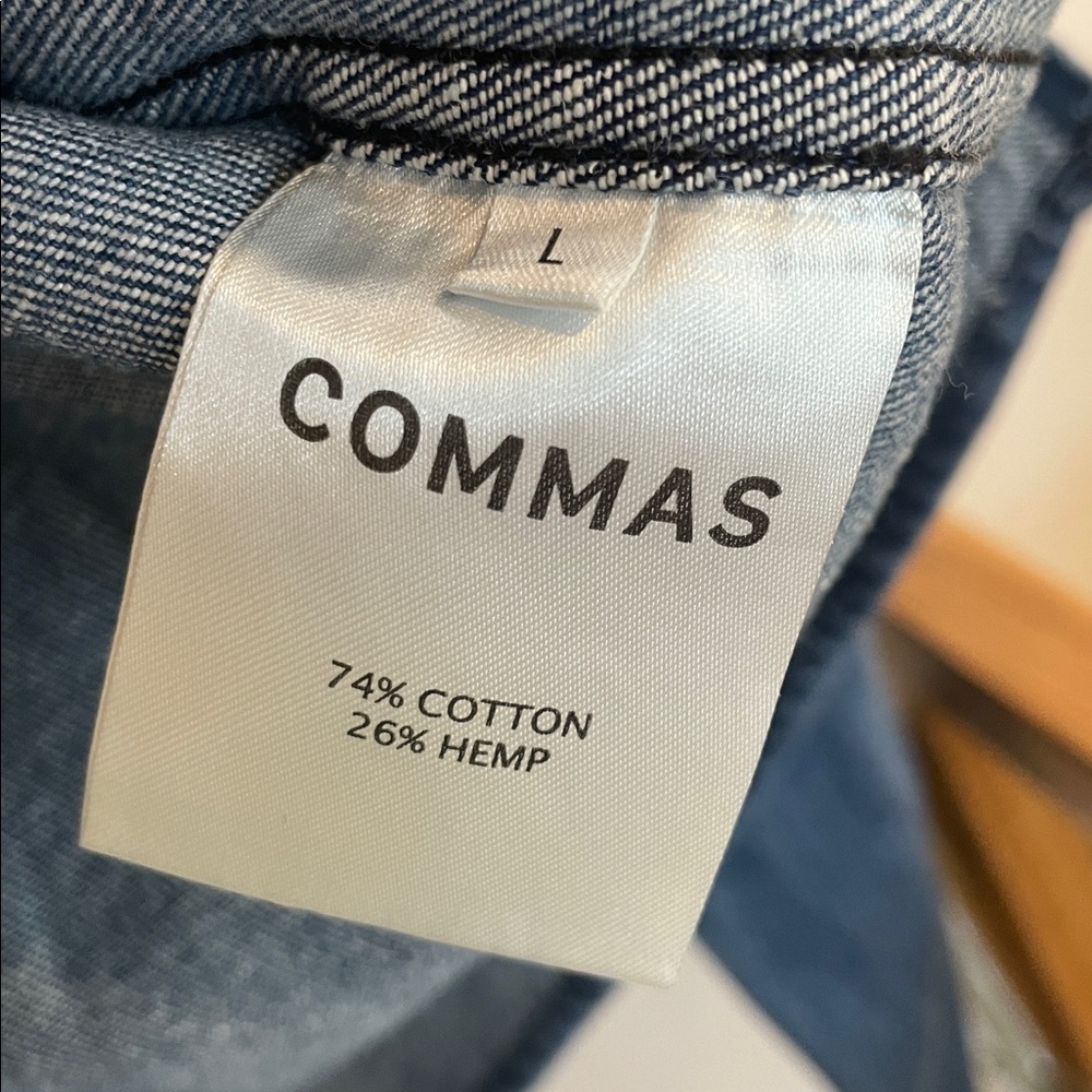NEW COMMAS denim cotton and hemp tie front shirt Australian brand - Picture 7 of 11